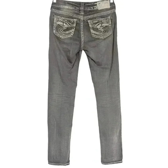 Silver Jeans Womens Grey Suki Flap Skinny Size 26x31 Distressed Soft Denim - Picture 2 of 12